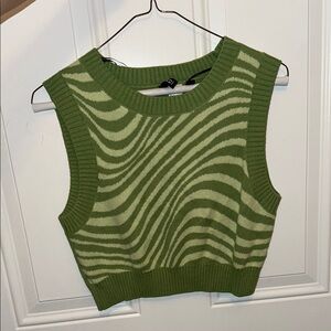 Green Zebra Print Sleeveless Top